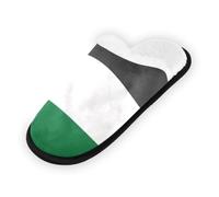 GuoChe Pantoufles souples et antidérapantes pour chambre à coucher, hôtel, voyage, spa, drapeau palestinien, vert et noir, Drapeau Palestine Vert Noir, Medium