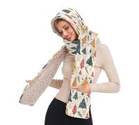 GuoChe Pashmina Like Winter Scarves Cute Christmas Tree Pattern Illustration Hooded With Pockets Hat Gloves set bufanda de invierno para mujer pour bureau