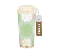 GuoChe Pastel Clover Blush & Green3 Gobelet à café pour homme avec couvercle en acier inoxydable pour voiture chaude et froide 500 ml