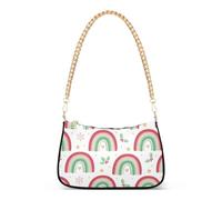 GuoChe Petit sac à main de Noël blanc arc-en-ciel houx flocons de neige tendance chaîne pour femme sac à main bandoulière pour le travail