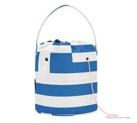 GuoChe Petit sac de rangement portable pour tricot et crochet, Drapeau national de la Grèce, 11 Inch x 8.3 Inch x 8.3 Inch, Classique.