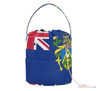 GuoChe Petit sac de rangement pour crochet avec trous pour aiguilles à crochet, Drapeau des îles Pitcairn, 11 Inch x 8.3 Inch x 8.3 Inch, Classique.