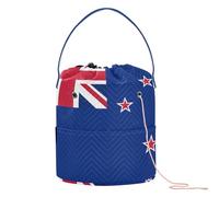 GuoChe Petit sac de rangement pour crochet avec trous pour aiguilles à crochet, Drapeau national de la Nouvelle-Zélande, 11 Inch x 8.3 Inch x 8.3 Inch, Classique.