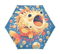 GuoChe Poisson-globe avec bulles Art UV50 + parapluie pliable à ouverture automatique sur la plage