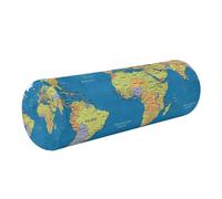 GuoChe Political - Style carte du monde en mousse à mémoire de forme traversin rond avec housse lavable pour soutien cervical, spondylose, soulagement de la douleur et traction lombaire de la colonne