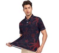 GuoChe Polo à col pour homme - Séchage rapide - Décontracté - Taille S, Mer avec diable rouge, Taille S