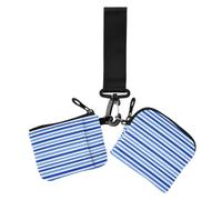 GuoChe Porte-cartes double pour femme Bleu marine à rayures blanches
