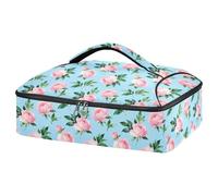 GuoChe Porte-pizza isotherme en mousse EPE de 6 mm pour ranger les ustensiles et les serviettes de table, transport de nourriture en plein air, facile à nettoyer (nettoyage des poteaux) fond bleu