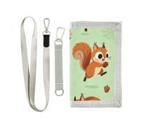 GuoChe Portefeuille à trois volets pour garçons de 9 à 12 ans, mini sac à main pour sports de plein air, poche pour pièces de monnaie et porte-cartes, accessoire de voyage écureuil et gland