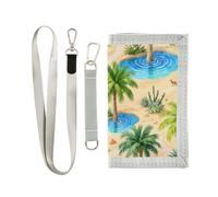 GuoChe Portefeuille à trois volets pour garçons de 9 à 12 ans, mini sac à main pour sports de plein air, poche pour pièces de monnaie et porte-cartes, accessoire de voyage, palmier tropical oasis