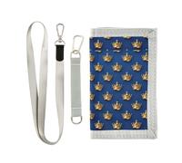 GuoChe Portefeuille à trois volets pour garçons de 9 à 12 ans, mini sac à main pour sports de plein air, poche pour pièces de monnaie et porte-cartes, accessoire de voyage motif couronnes dorées