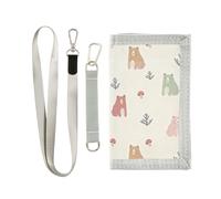 GuoChe Portefeuille à trois volets pour garçons de 9 à 12 ans, mini sac à main pour sports de plein air, poche pour pièces de monnaie et porte-cartes, accessoire de voyage, motif ours et champignons