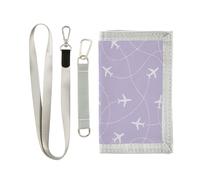 GuoChe Portefeuille à trois volets pour homme avec pince à billets pour voyage, portefeuille léger et unique violet clair avec motif de chemins circulaires d'avion