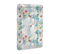 GuoChe Portefeuille fin en cuir pour femme avec pince à billets bloquant RFID pour cartes de crédit pour homme et femme, Fleur de lapin mignonne Pâques-4, 1 size, Moderne