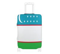 GuoChe Protecteur de bagage multi-tailles pour la plupart des bagages standard, élastique et extensible, résistant aux rayures, protection de valise pour voyage, Drapeau de l'Ouzbékistan, L 26-28 in