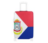 GuoChe Protecteur de bagage multi-tailles pour la plupart des bagages standard, élastique et extensible, résistant aux rayures, protection de valise pour voyage, Drapeau de Saint-Martin, L 26-28 in