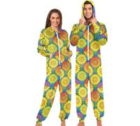 GuoChe Pyjama ample à fermeture éclair intégrale pour adulte, Mélange de marguerites multicolores, Medium