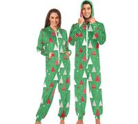 GuoChe Pyjama ample à fermeture éclair intégrale pour adulte, Nœud d'arbre festif sans couture, S