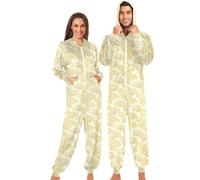 GuoChe Pyjama pour adulte avec ourlets resserrés et fermeture éclair intégrale, Ginkgo Leaves Botanical Ginkgo, Medium