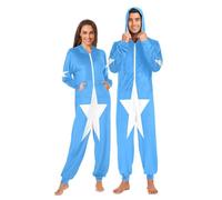 GuoChe Pyjama une pièce unisexe pour adulte - Costumes à capuche assortis pour femmes et hommes, Drapeau national de la Somalie, S