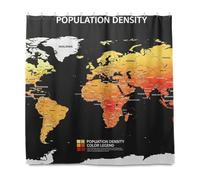 GuoChe Rideau de douche en tissu polyester imperméable pour décoration de salle de bain, 183 x 183 cm, carte de densité de population mondiale