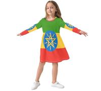 GuoChe Robe à manches longues confortable et douce pour un usage quotidien de 3 à 11 ans, Drapeau national de l'Éthiopie, 4 ans