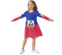 GuoChe Robe à manches longues confortable et douce pour un usage quotidien de 3 à 11 ans, Drapeau national d'Haïti, 4 ans