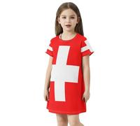 GuoChe Robe décontractée pour fille - Évacuation de l'humidité - Robe de printemps, Drapeau national de la Suisse, 7-8 Ans