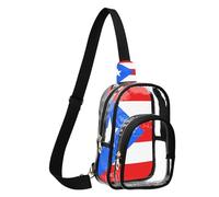 GuoChe Sac à bandoulière en polyester transparent, taille compacte, sangle réglable, plusieurs compartiments intérieurs, Drapeau de Porto Rico, Taille unique