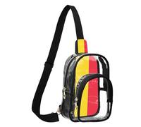 GuoChe Sac à bandoulière en polyester transparent, taille compacte, sangle réglable, plusieurs compartiments et poche de rangement avant, Drapeau national de la Belgique, One Size, Coloré