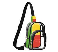 GuoChe Sac à bandoulière en polyester transparent, taille compacte, sangle réglable, plusieurs compartiments et poche de rangement avant, Drapeau national du Bénin, One Size, Coloré