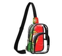 GuoChe Sac à bandoulière en polyester transparent, taille compacte, sangle réglable, plusieurs compartiments intérieurs, Drapeau national du Portugal, Taille unique