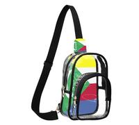 GuoChe Sac à bandoulière en PVC transparent en polyester Taille compacte Sangle réglable Plusieurs poches Taille L, Drapeau national des Comores, Taille unique