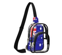 GuoChe Sac à bandoulière en PVC transparent en polyester Taille compacte Sangle réglable Plusieurs poches Taille L, Drapeau national de l'Australie, Taille unique