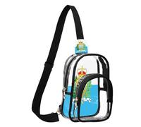 GuoChe Sac à bandoulière transparent en PVC et polyester - Taille compacte - Sangle réglable - Plusieurs compartiments, Drapeau national de Saint-Marin, Taille unique