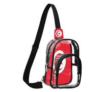 GuoChe Sac à bandoulière transparent en PVC et polyester - Taille compacte - Sangle réglable - Plusieurs compartiments, Drapeau national de la Tunisie, One Size