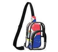 GuoChe Sac à bandoulière transparent en PVC et polyester - Taille compacte - Sangle réglable - Plusieurs compartiments, Drapeau de Saint-Martin, Taille unique
