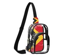 GuoChe Sac à bandoulière transparent en PVC et polyester - Taille compacte - Sangle réglable - Plusieurs compartiments, Drapeau national du Timor-Leste, One Size