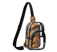 GuoChe Sac à bandoulière transparent en tissu durable, taille compacte, sangle réglable, multi-compartiments, grande poche principale visible, Peau de tigre imprimé tigre, One Size