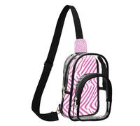 GuoChe Sac à bandoulière transparent en tissu durable, taille compacte, sangle réglable, multi-compartiments, grande poche principale visible, Imprimé zèbre aquarelle blush sans couture, One Size