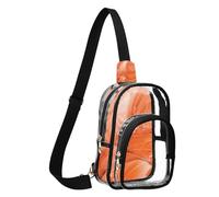 GuoChe Sac à bandoulière transparent en tissu durable, taille compacte, sangle réglable, multi-compartiments, grande poche principale visible, Plume de flamant rose orange vif, One Size, Coloré