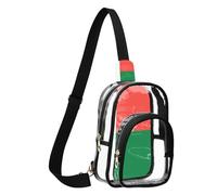 GuoChe Sac à bandoulière transparent en tissu durable, taille compacte, sangle réglable, plusieurs compartiments sur le devant, Drapeau national de Madagascar, One Size