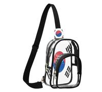 GuoChe Sac à bandoulière transparent en tissu durable, taille compacte, sangle réglable, plusieurs compartiments sur le devant, Drapeau national de la République populaire démocratique, Taille unique