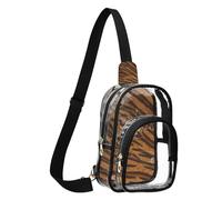 GuoChe Sac à bandoulière transparent en tissu durable, taille compacte, sangle réglable, plusieurs compartiments de rangement sur le devant, visible