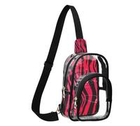 GuoChe Sac à bandoulière transparent en tissu durable, taille compacte, sangle réglable, plusieurs compartiments de rangement sur le devant, visible