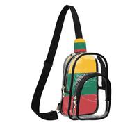 GuoChe Sac à bandoulière transparent en tissu durable, taille compacte, sangle réglable, plusieurs compartiments sur le devant, Drapeau national de la Lituanie, Taille unique