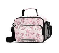 GuoChe Sac à déjeuner de Noël léger rose poudré, résistant à l'eau, réutilisable, boîte à déjeuner avec bandoulière réglable, récipient à déjeuner isotherme pour le travail, le pique-nique ou les