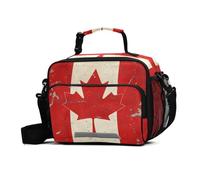 GuoChe Sac à déjeuner isotherme avec motif drapeau du Canada - Boîte à déjeuner réutilisable avec bandoulière réglable - Pour le travail, les voyages, les pique-niques