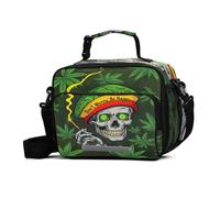 GuoChe Sac à déjeuner pour enfants Reggae Squelette Feuille de Cannabis Haute Capacité Isotherme avec Bandoulière Réglable Réutilisable Isotherme Glacière pour Travail Voyage Pique-nique Lunch Lunch