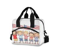 GuoChe Sac à déjeuner pour femme avec bandoulière et petits drapeaux agitant les petits drapeaux